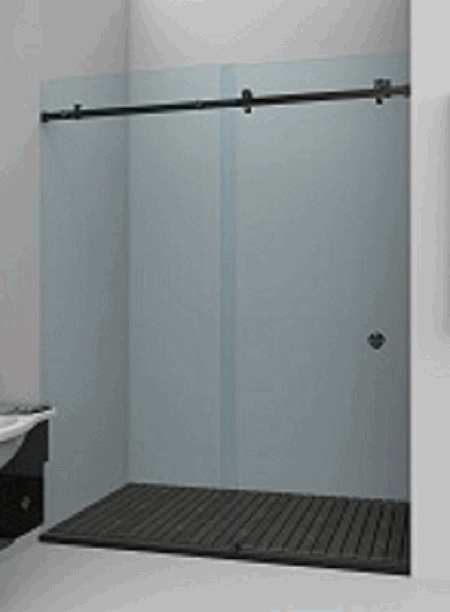 Cancel de baño corredizo Aquatech  2.0 mts  para cristal 10mm  Ac. Inox. Negro Mate