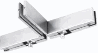 Soporte central superior doble para batiente con porta costilla OPCION  acero inox satinado