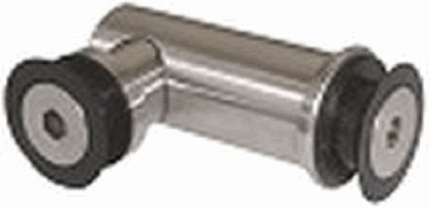 Conector Tipo Pipa 90 grados Cristal-Cristal Acero Inox