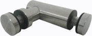 Conector Tipo Pipa 90 grados Cristal-Cristal con tapas Acero Inox 304