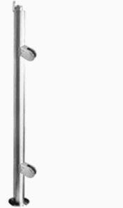 Barandal Tipo Poste Redondo de L=1.05mts de 2 acero inox  c-2 conectores media luna Zamak