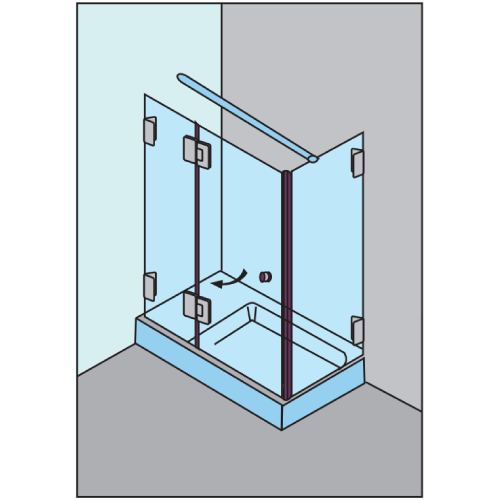 Cancel de Baño en Escuadra de 3 piezas con Vidrio Templado de 10 MM 2 X 2 MTS
