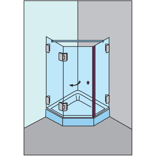 Cancel para Baño en Escuadra de 3 piezas con Vidrio Templado de 10 MM 1 x 2